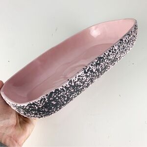 Vintage Shawnee Pink Black Confetti Splatter Ceramic Pottery Planter Atomic Mcm